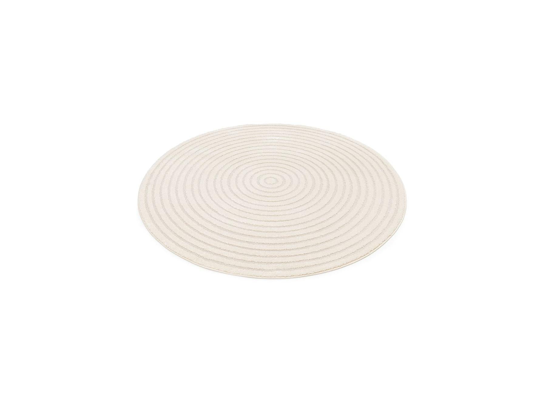 Ondelia - Round Low-Pile Rug - Geometric Pattern - Cream