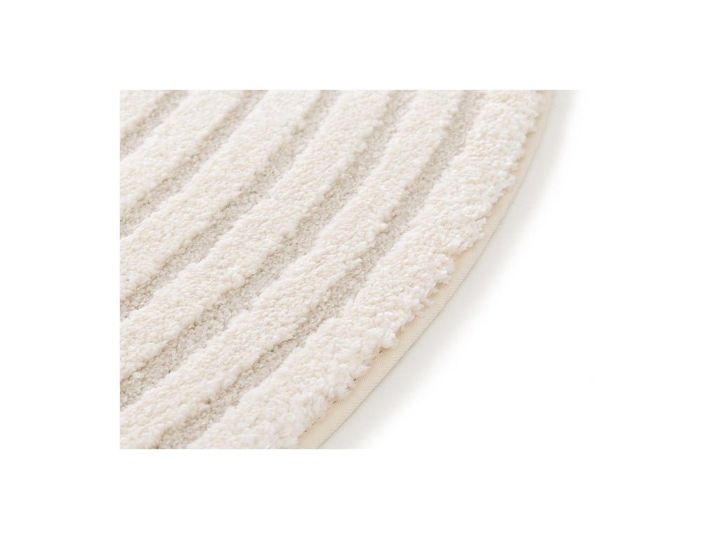 Ondelia - Round Low-Pile Rug - Geometric Pattern - Cream