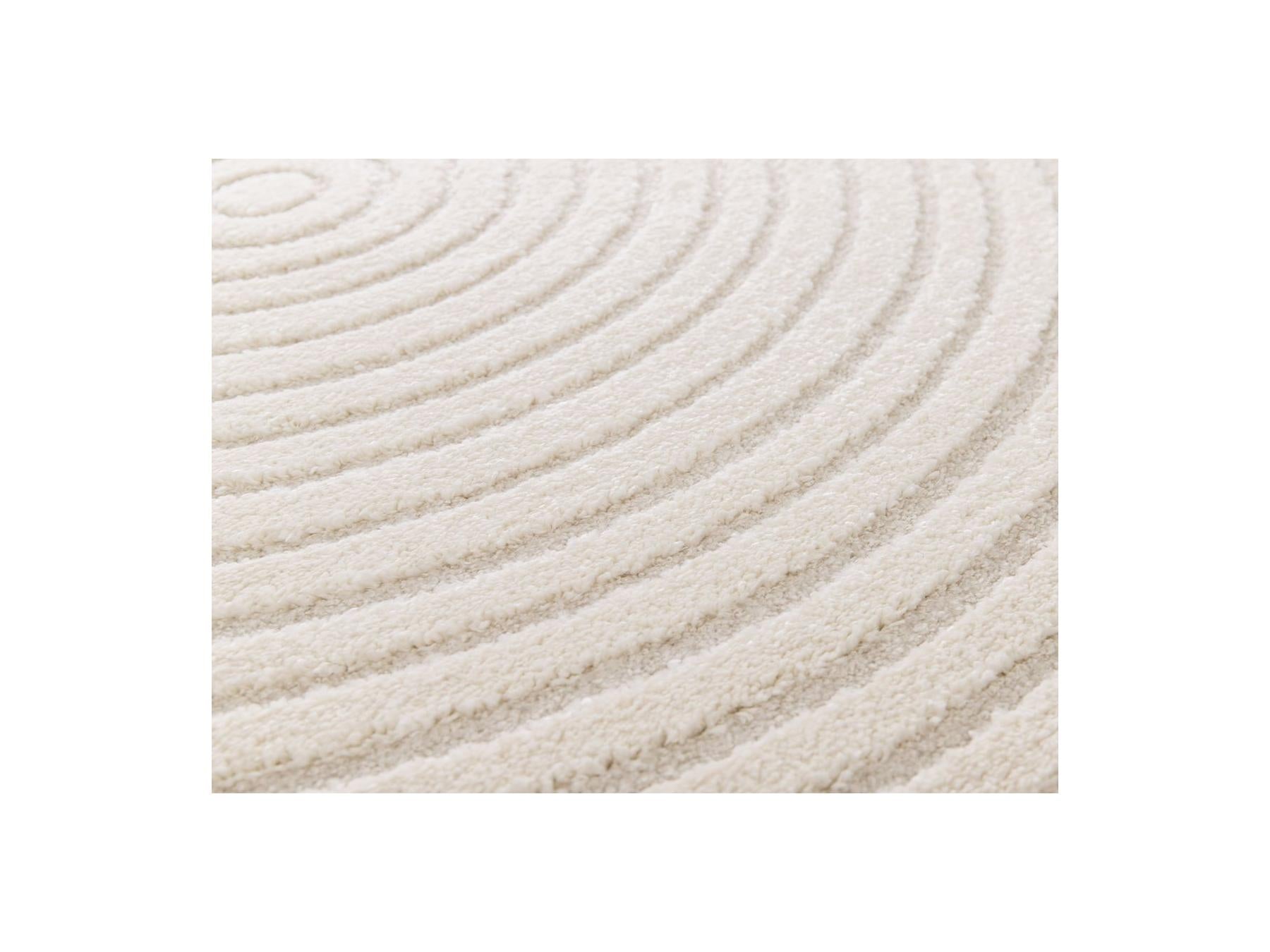 Ondelia - Round Low-Pile Rug - Geometric Pattern - Cream