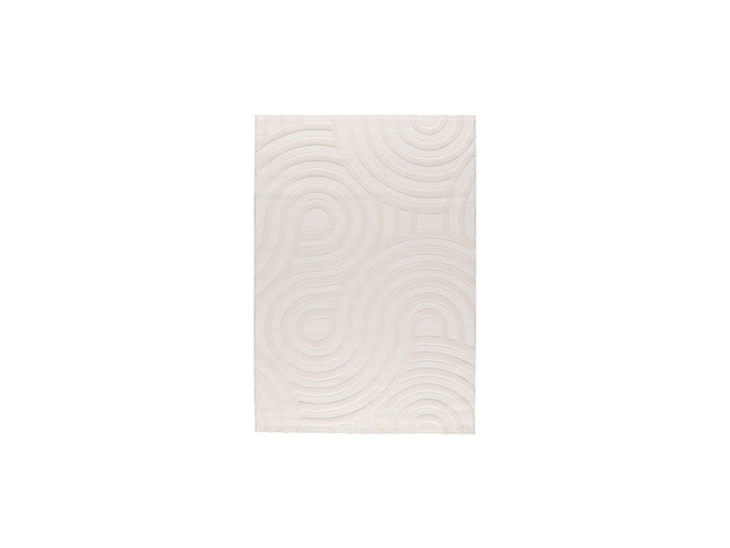 Tapis Poils Ras Josie Motif Abstrait - Beige