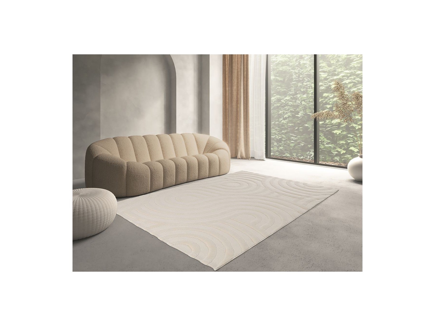 Josie - Low-Pile Rug - Abstract Pattern - Beige