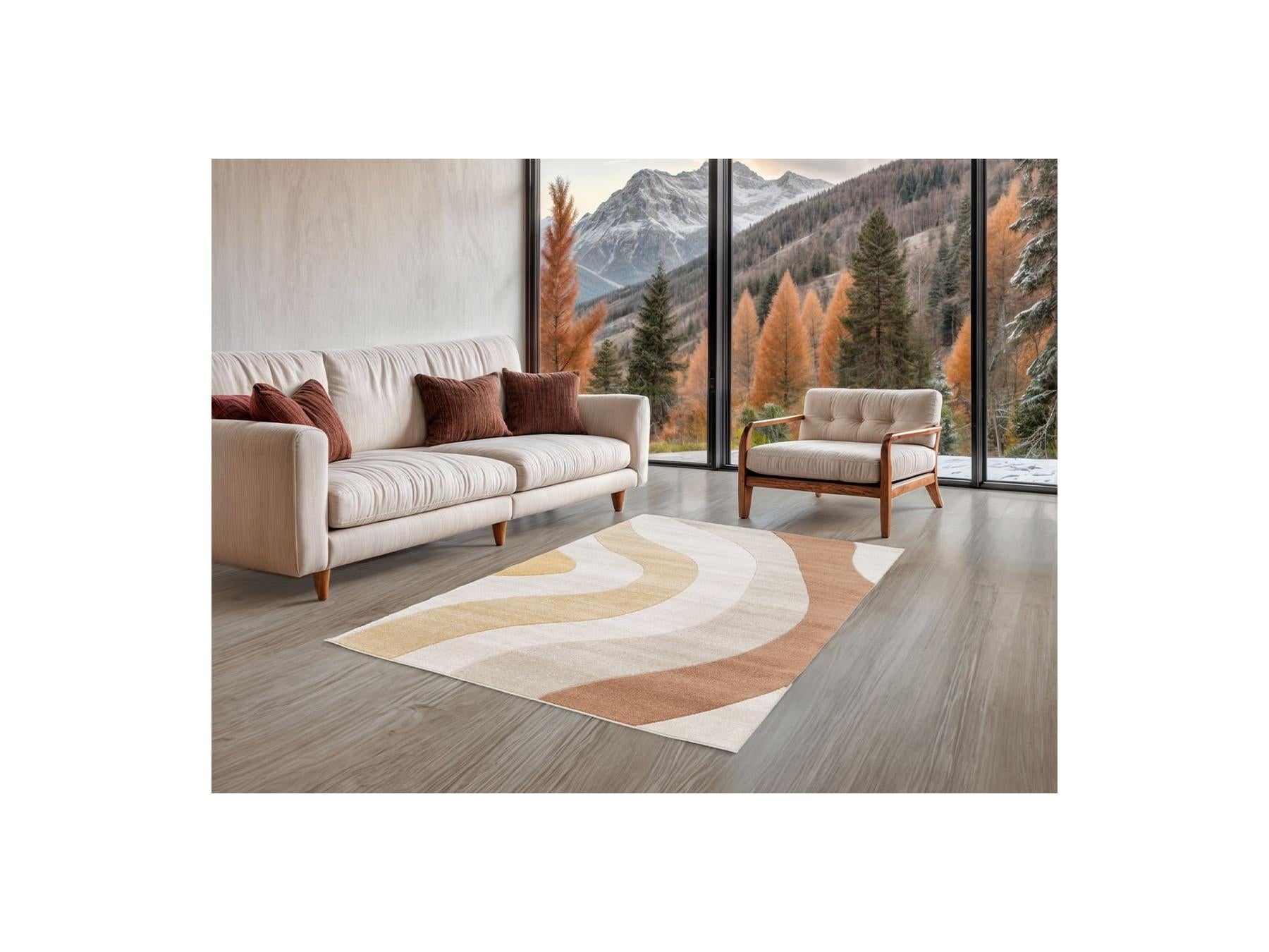 Nova - Low-Pile Rug - Abstract Pattern - Beige