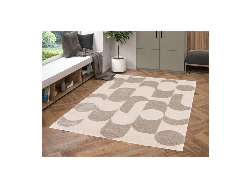 Tapis Poils Ras Zalon Motif Abstrait - Gris