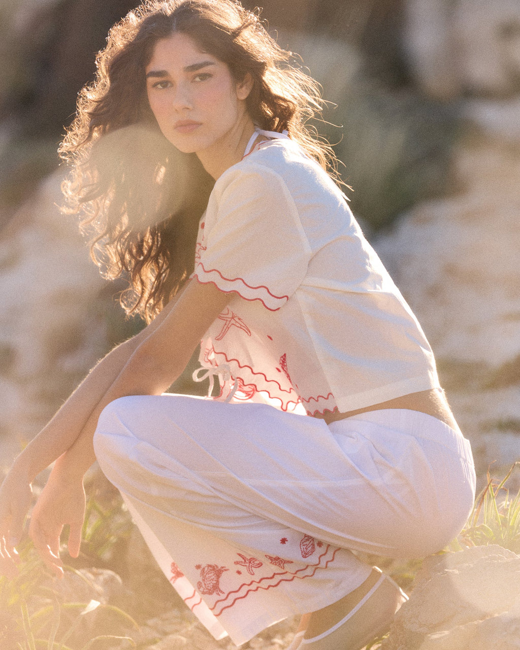 “Linen And Cotton” Shells Oudin Trousers - Women