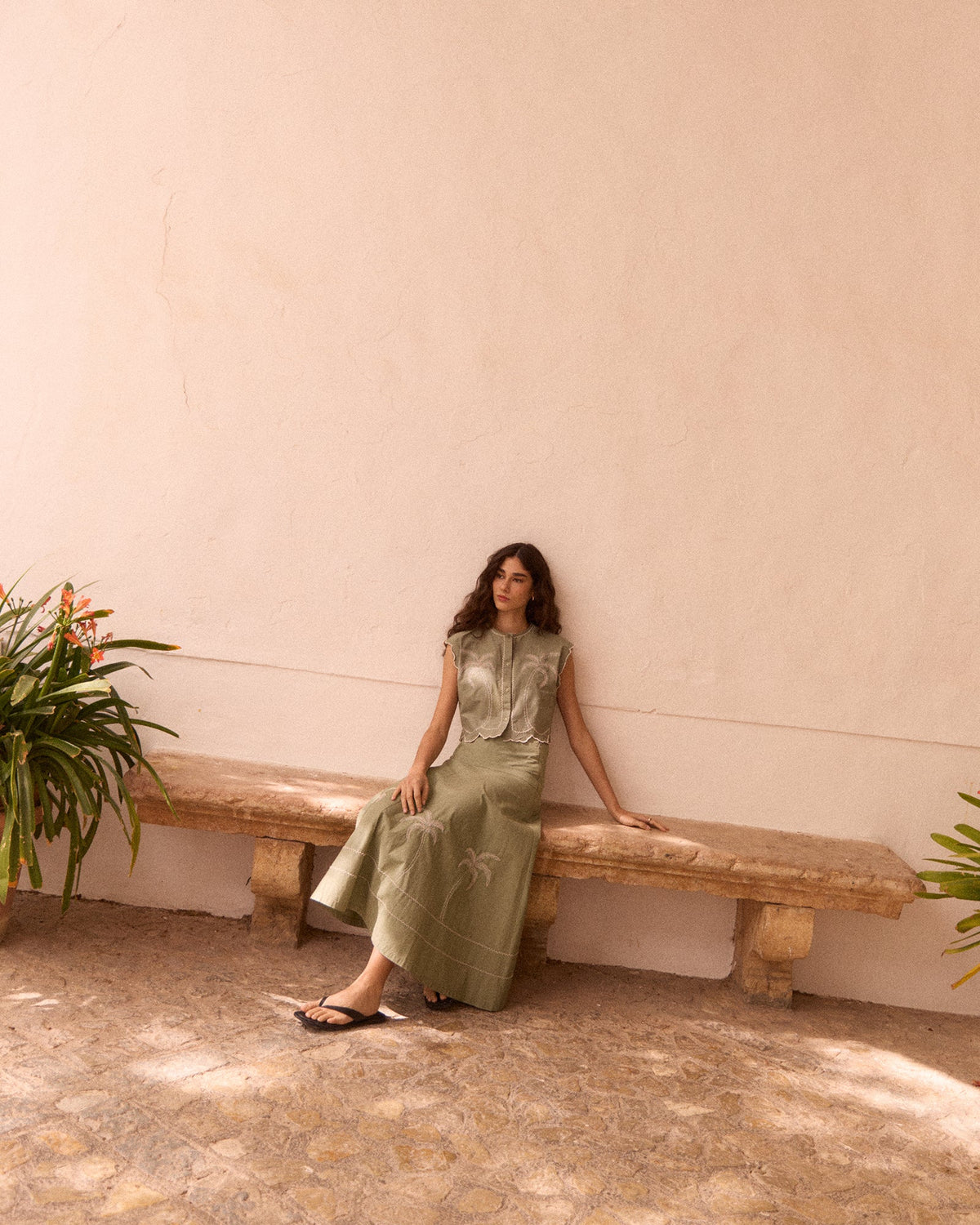 Chemise Palm Tree "Linen And Cotton" Bessin