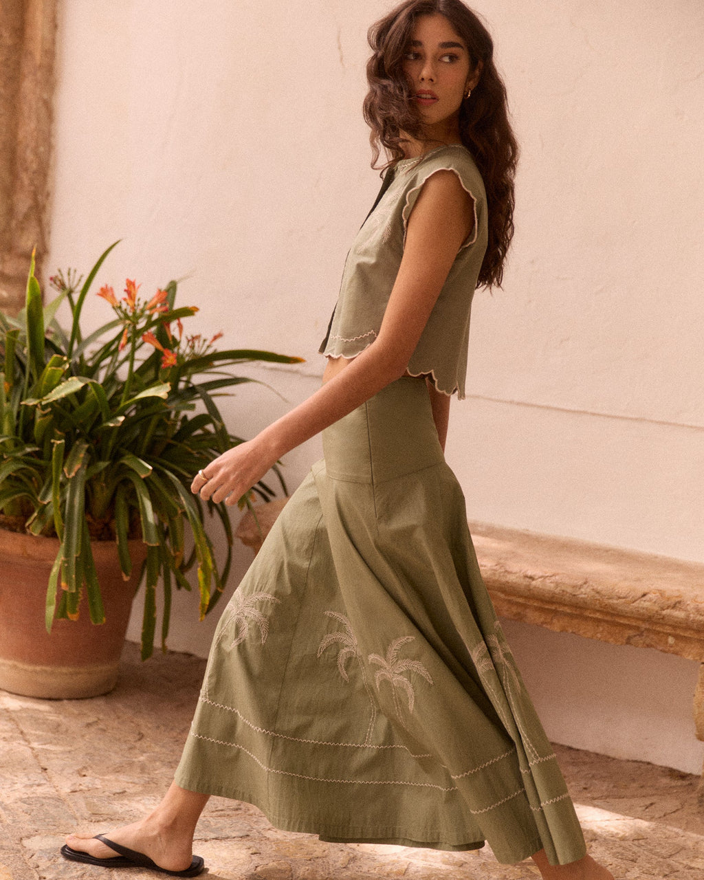 Palm Tree "Linnen And Cotton" Portalis Skirt