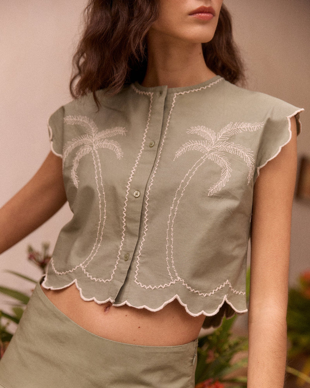 Chemise Palm Tree "Linen And Cotton" Bessin