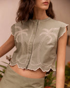 Chemise Palm Tree "Linen And Cotton" Bessin
