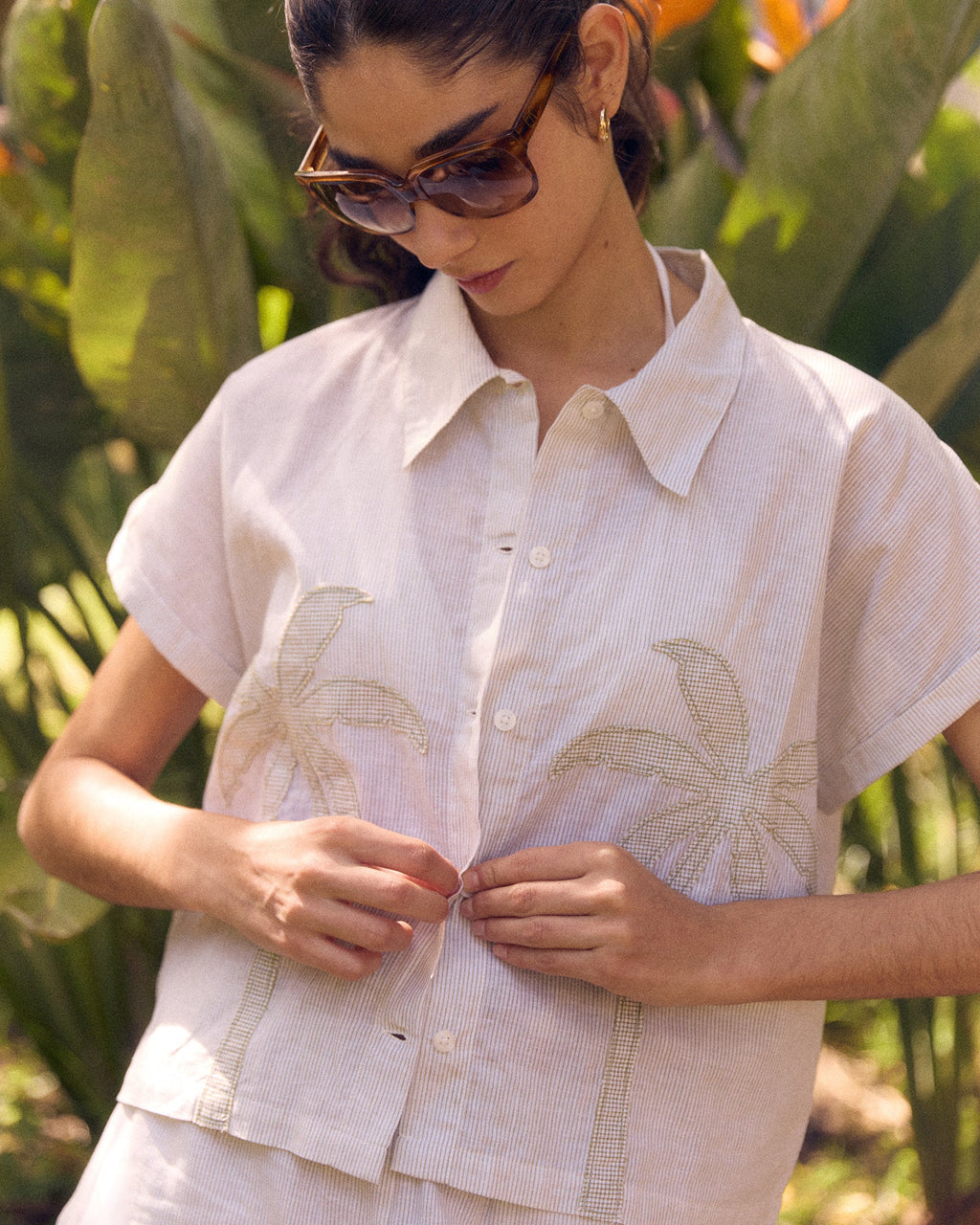 Chemise Palm Tree "Linen And Cotton" Surville