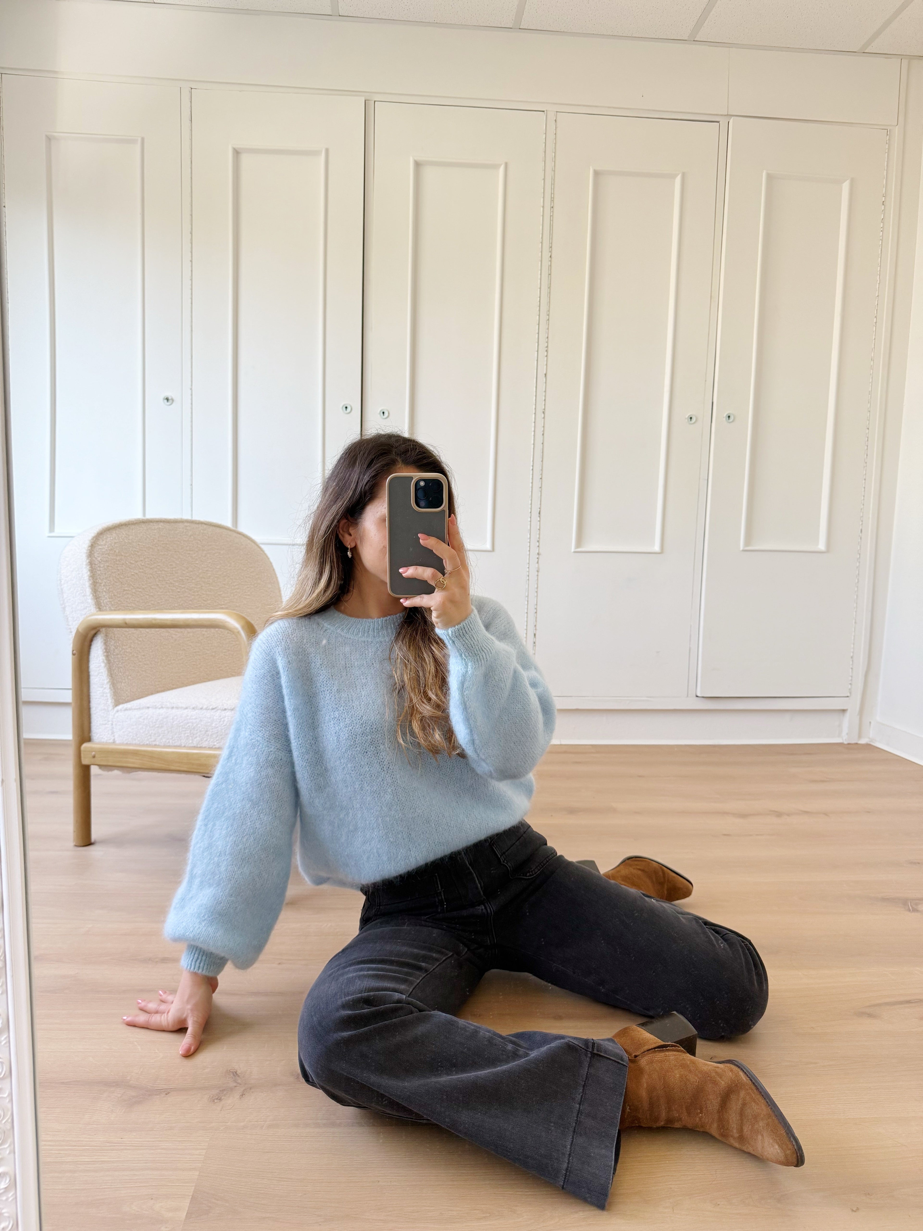 Gaia ice blue mohair and wool knit