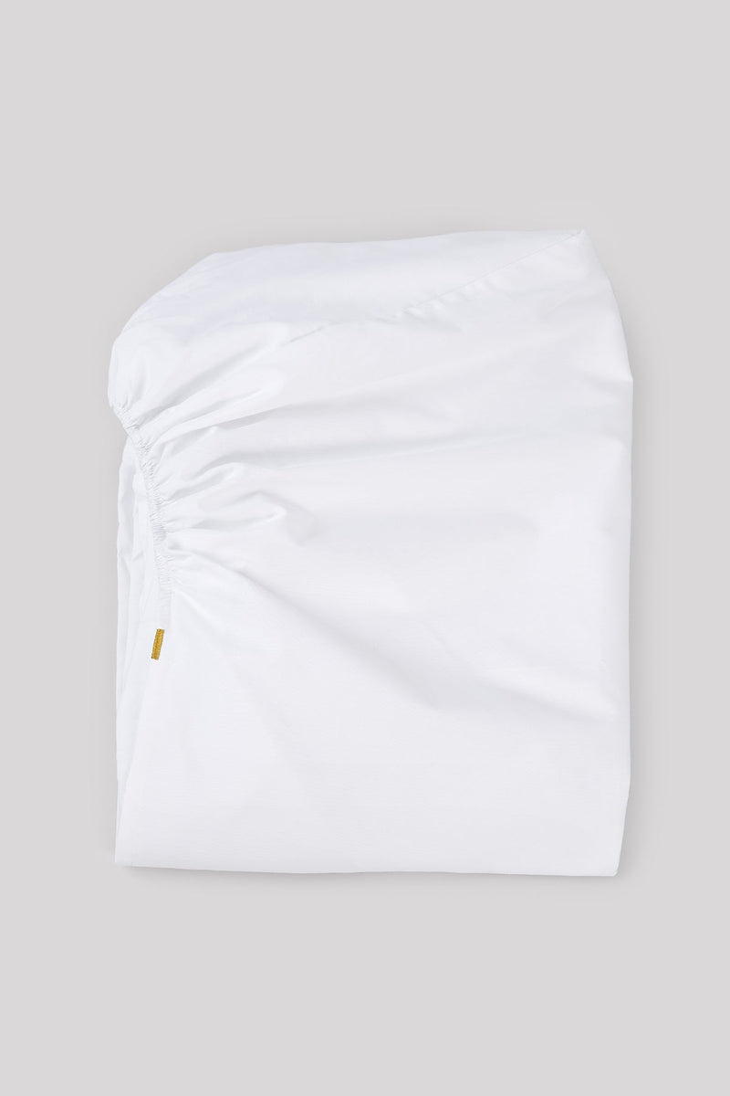 Drap housse en percale de coton bio blanc