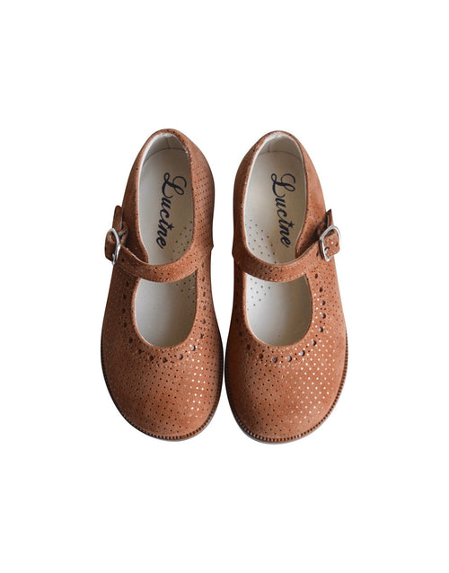 Louise Girls' Resistant Buckle Shoes - Camel Leather with Iridescent Dots - Girls