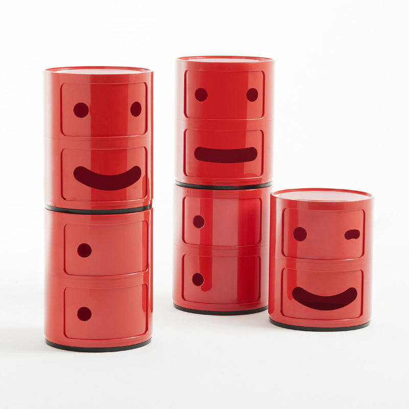 Table De Chevet 2 Tiroirs Rouge Componibili Smile Occhiolino - Kartell