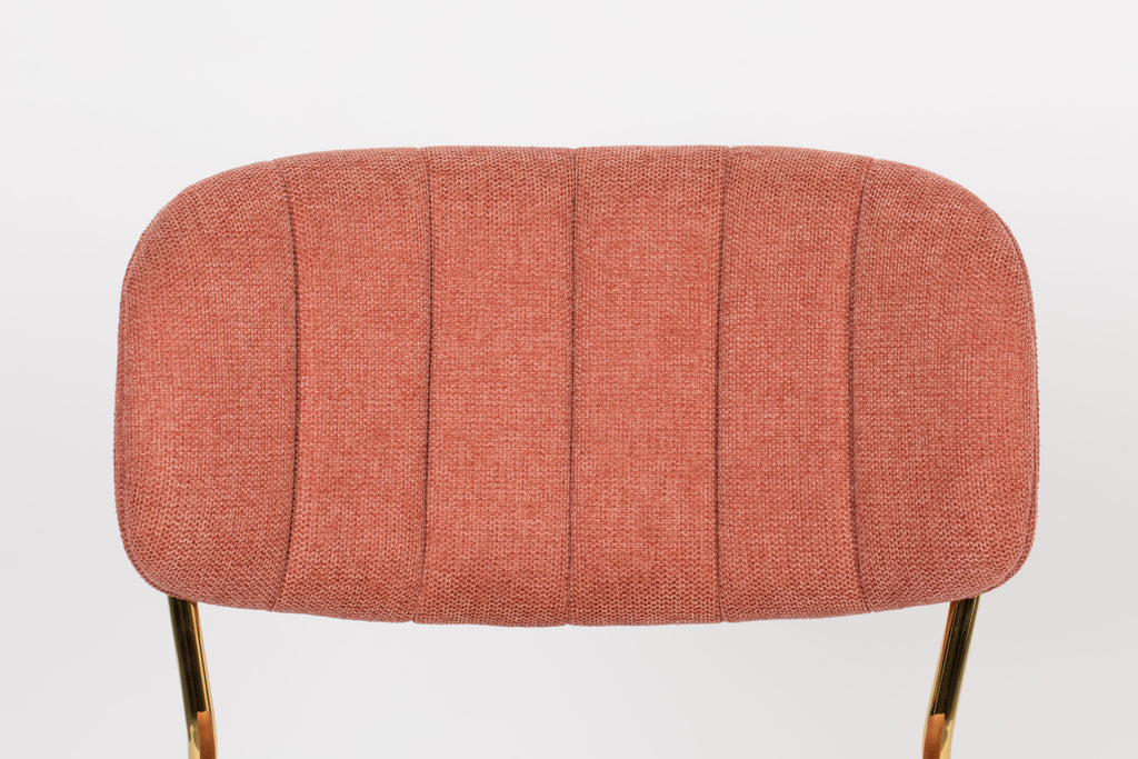 Jolien - Dining Room Chair - Fabric - Gold/Pink