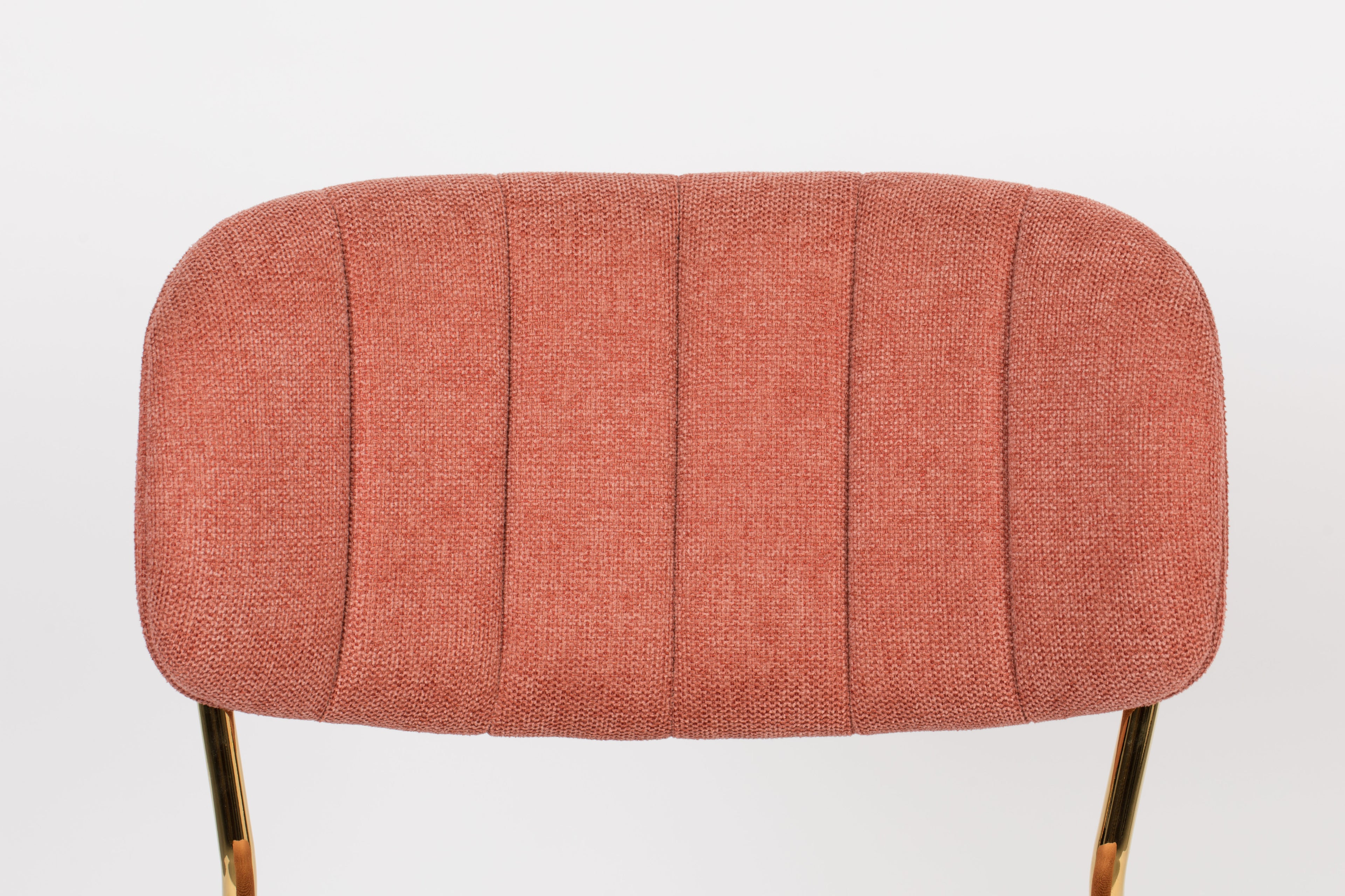 Jolien - Dining Room Chair - Fabric - Gold/Pink