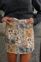 Albane Skirt Patchwork Floral Beige/Bordeaux