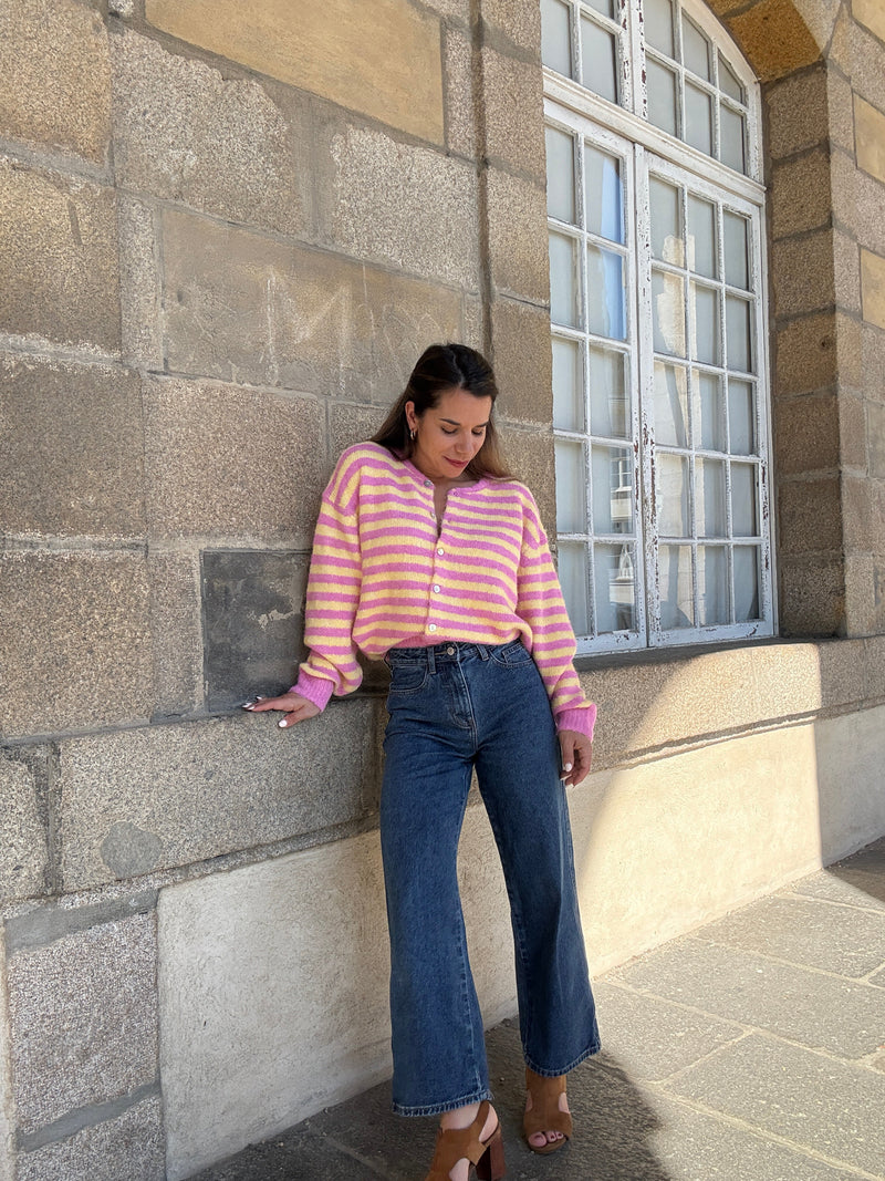 Pink And Yellow Solela Cardigan