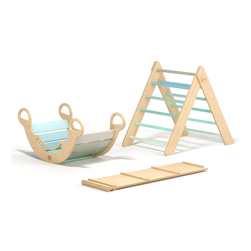 Triangle De Pikler + Grand Toboggan Double Face + Bascule D'Équilibre