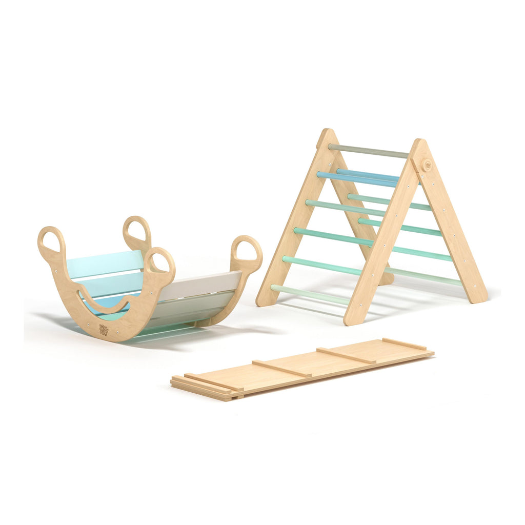 Triangle De Pikler + Grand Toboggan Double Face + Bascule D'Équilibre