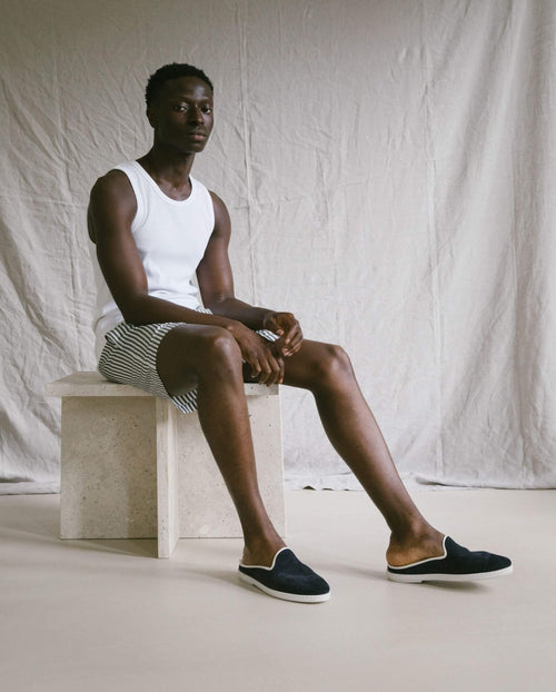 Angarde lifestyle men's navy leather mule