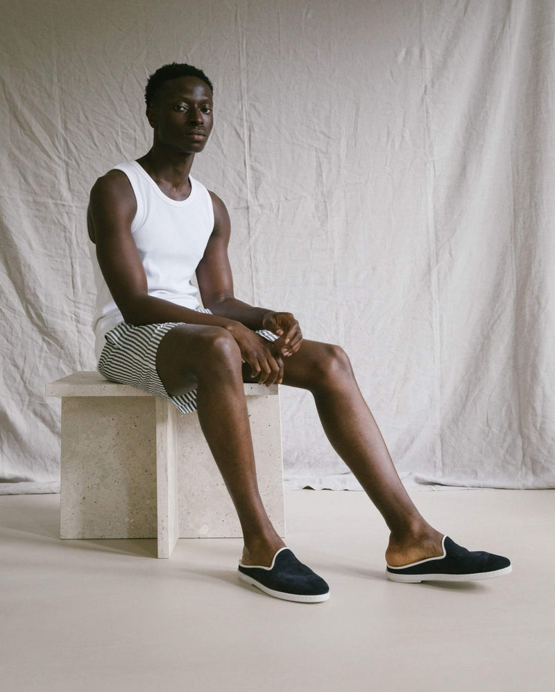 Mule cuir homme marine Angarde lifestyle