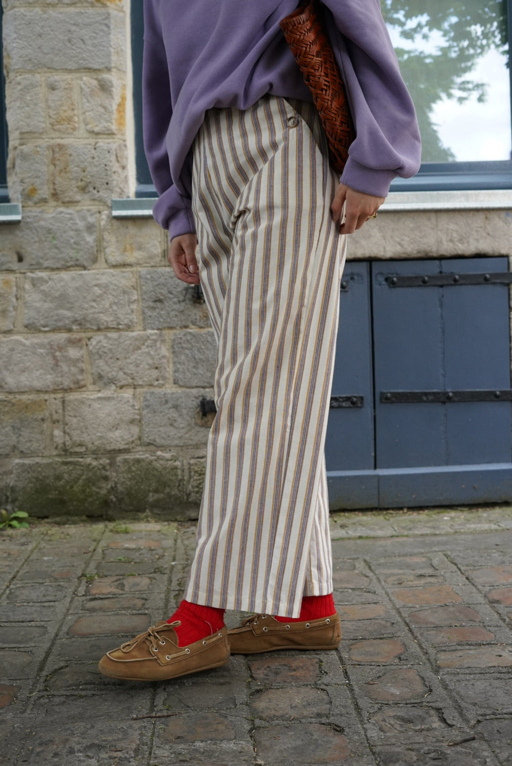 Augustin Striped Pants Camel/Lilac