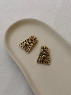 Boucles D’Oreilles Vintage - Pendantes Strass Rouge