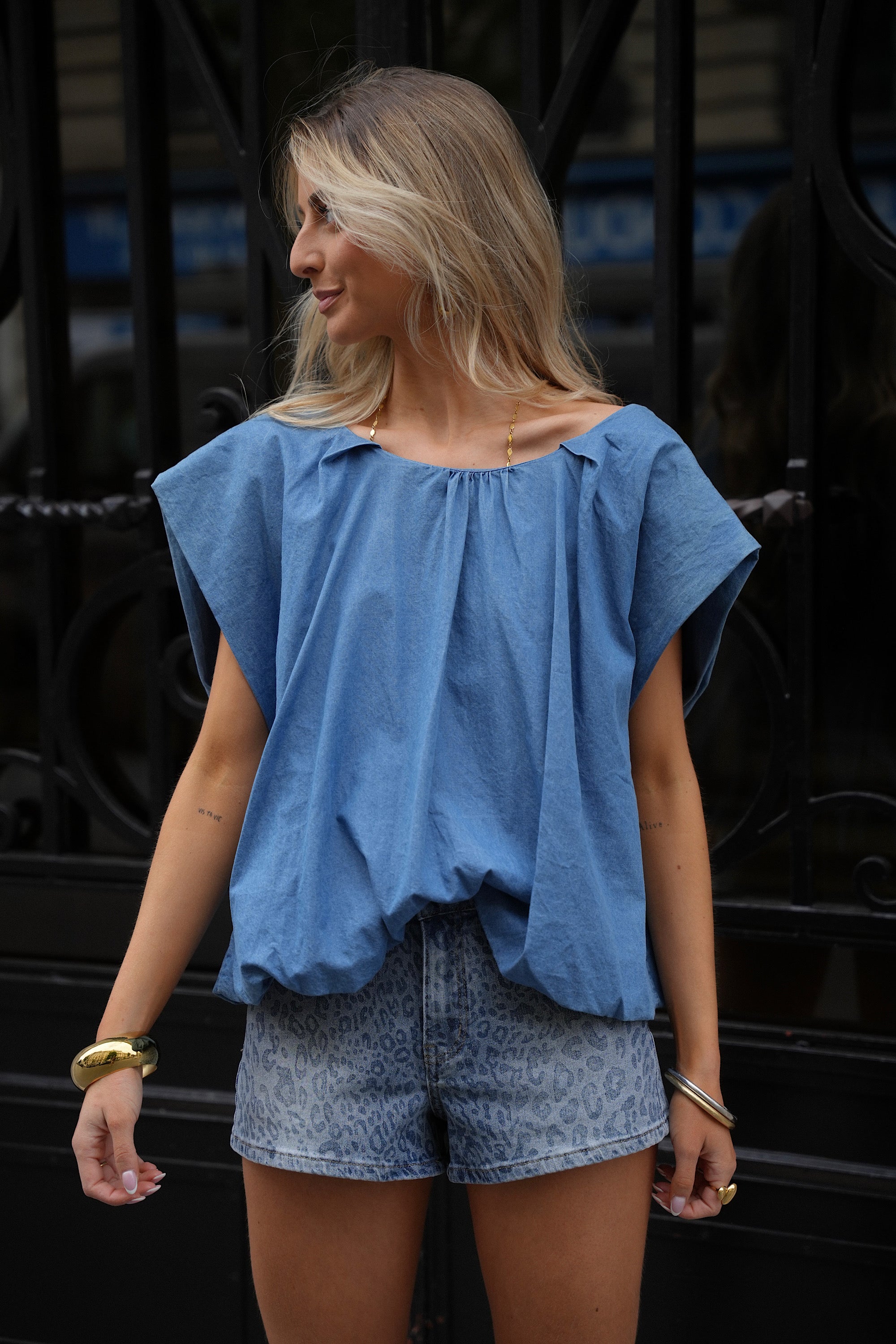 Short Léopard Megane - Bleu