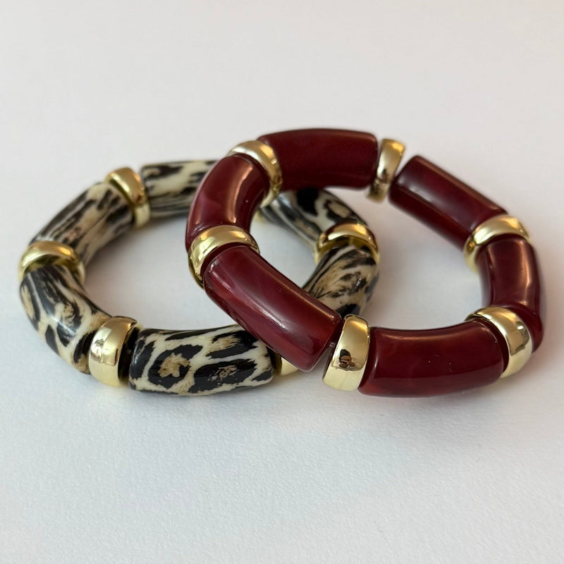 Set of 2 Gemini Bracelets - Burgundy