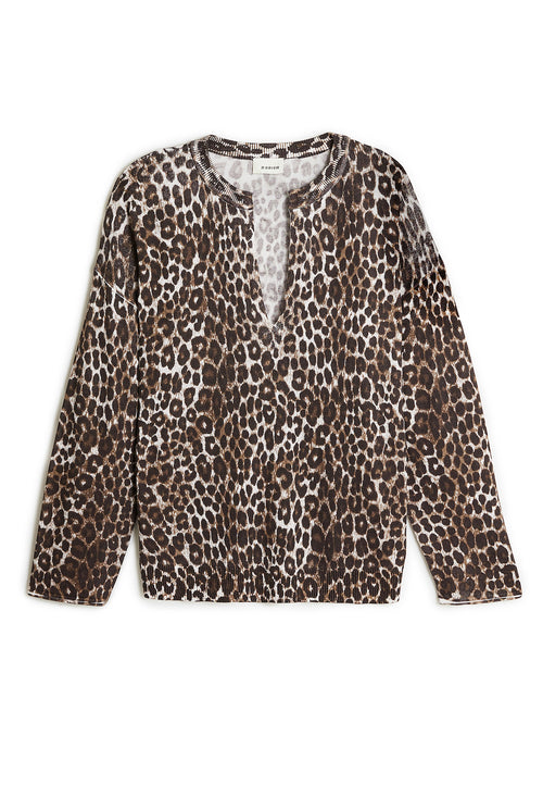 Pull Imprime Leopard - Marron - Femme