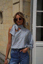 Pearl Gingham Blouse - Blue