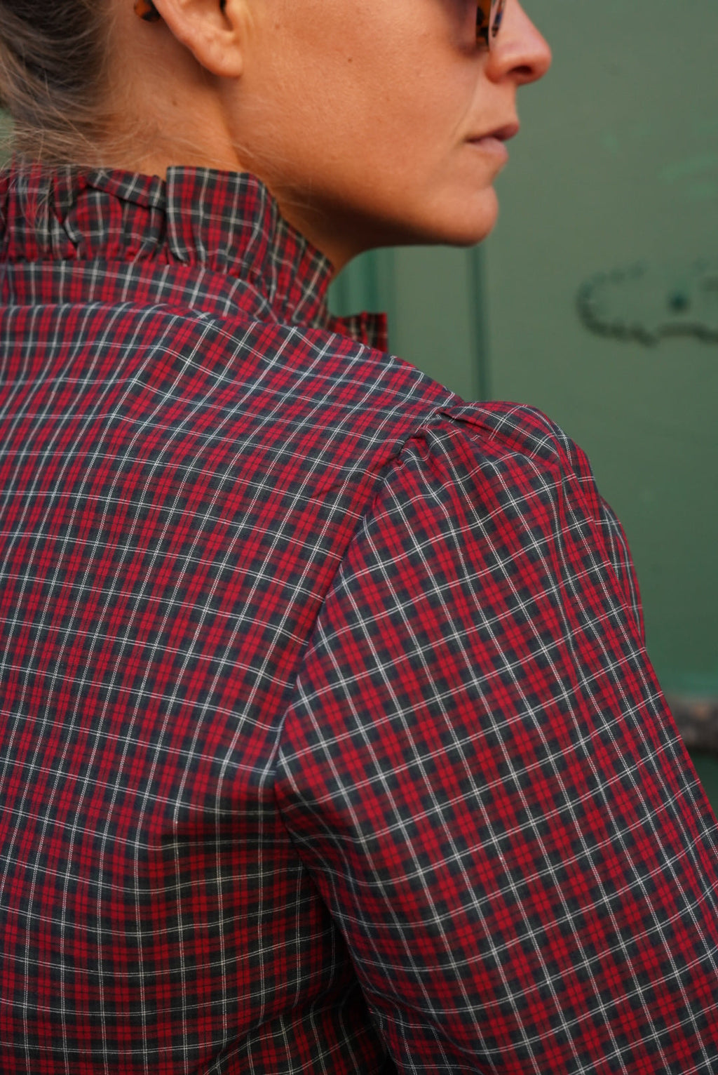 Philippine Checkered Blouse Red/Dark Green