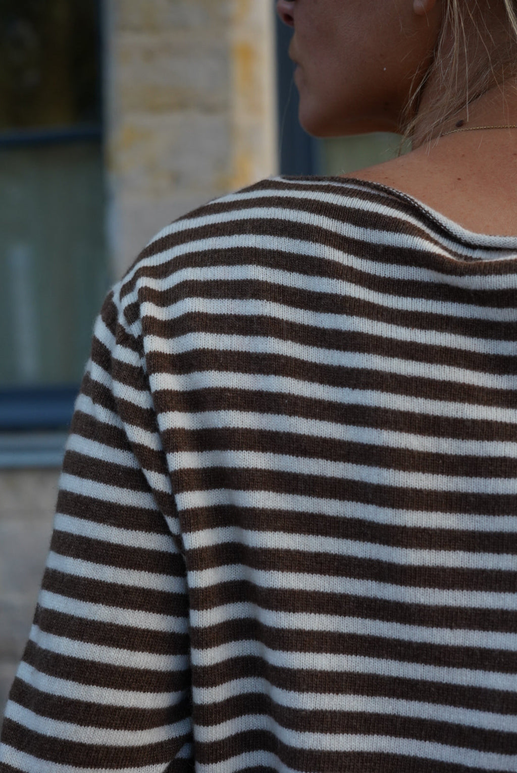 Tristan Striped Thin Sweater Brown/Ecru