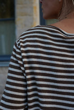 Tristan Striped Thin Sweater Brown/Ecru