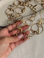Collar Largo Kenzo Vintage - Eslabones Circulares y Hojas