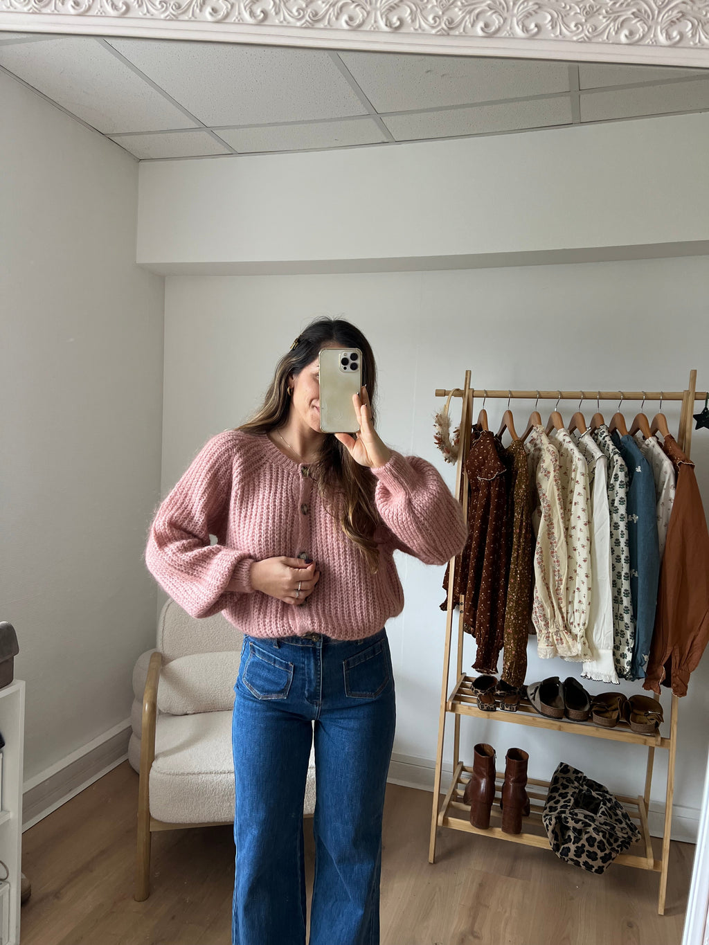 Honorine Heather Pink Cardigan