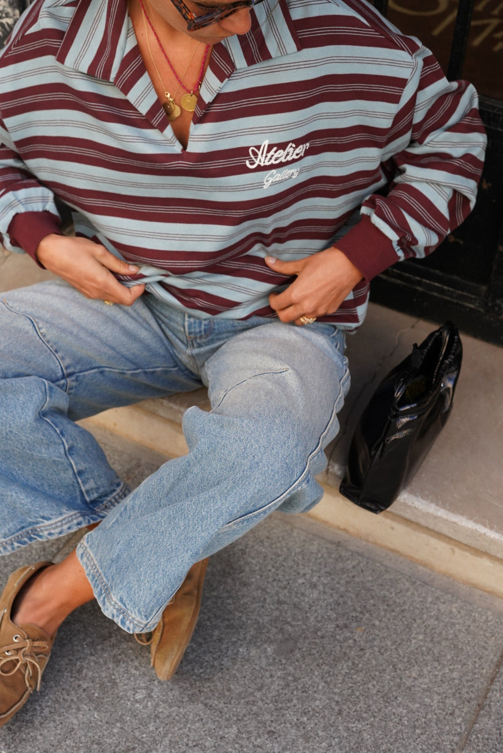 Hector Striped Polo Shirt Burgundy/Sky Blue