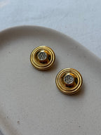 Pendientes David Grau Vintage - Redondos Dorados Y Strass