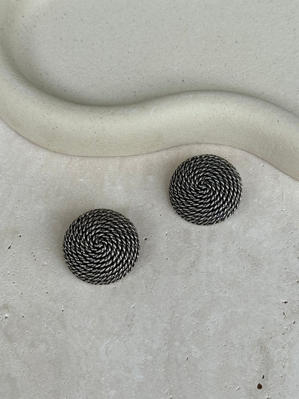 Vintage Poggi Earrings - Silver-Tone Rope