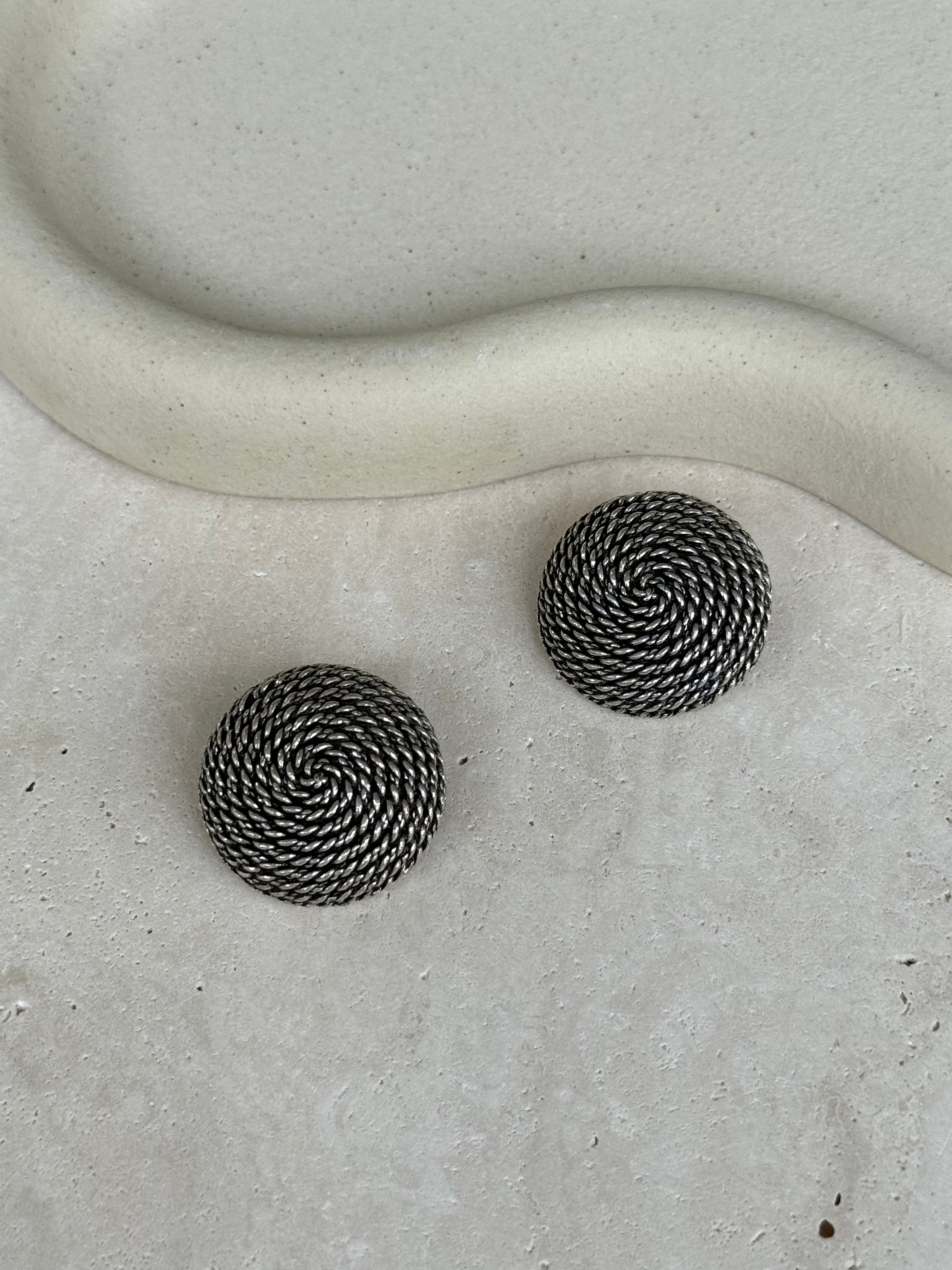 Vintage Poggi Earrings - Silver-Tone Rope