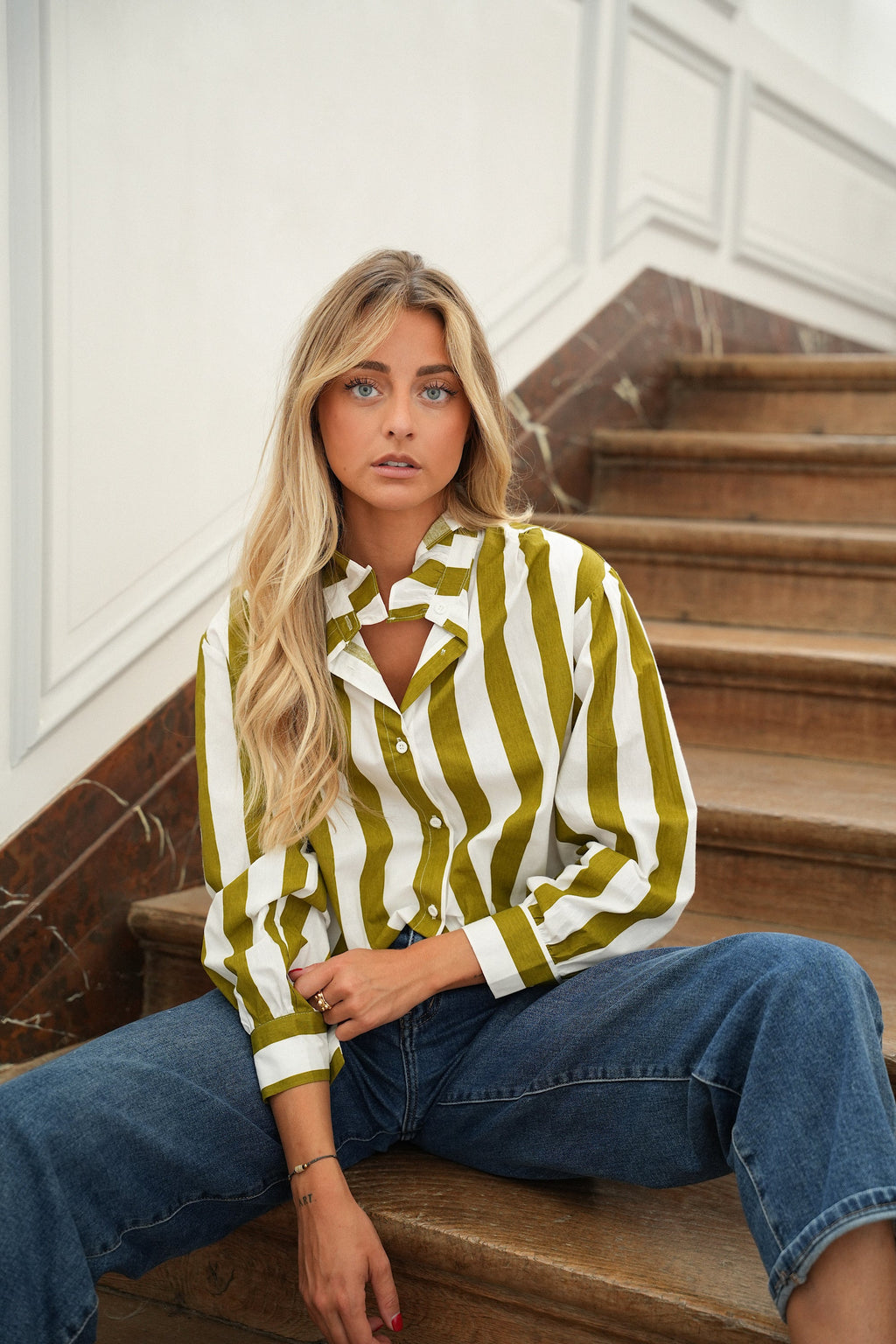 Blusa a righe Manelle - Oliva