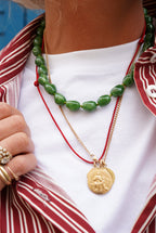 Collier grosses perles kaki