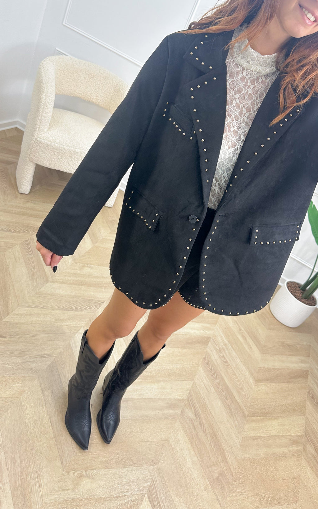 Blazer in finta scamosciata Naya - Nero