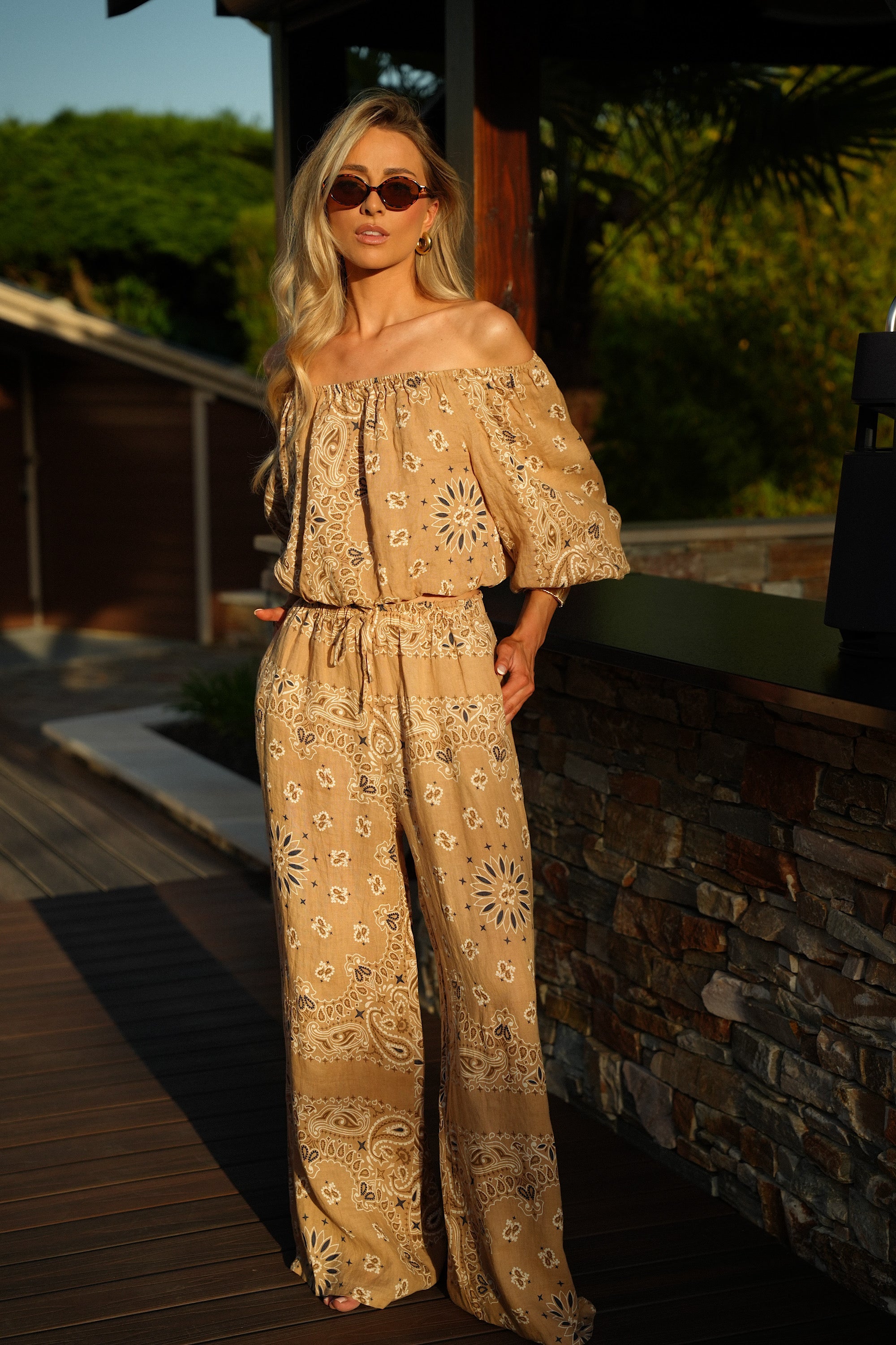 Pantalon Imprimé Yann - Camel