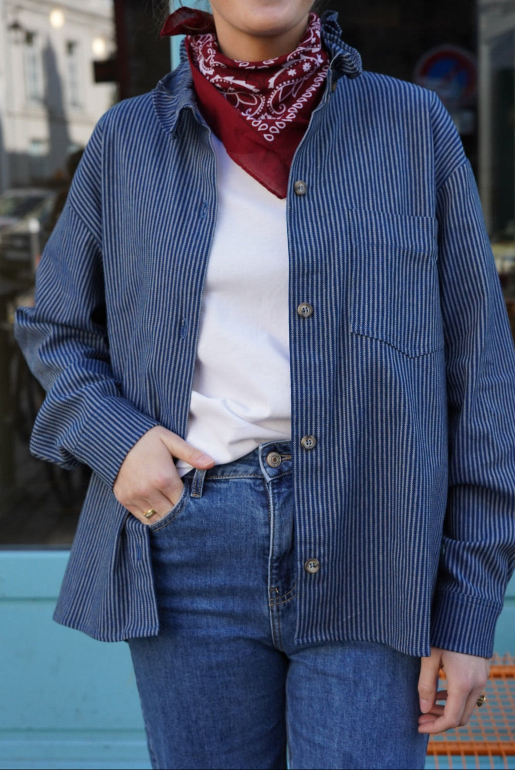 Lou Navy Stripe Overshirt