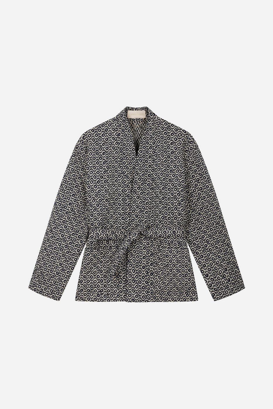 Veste Ceinturee - Ecru/Marine
