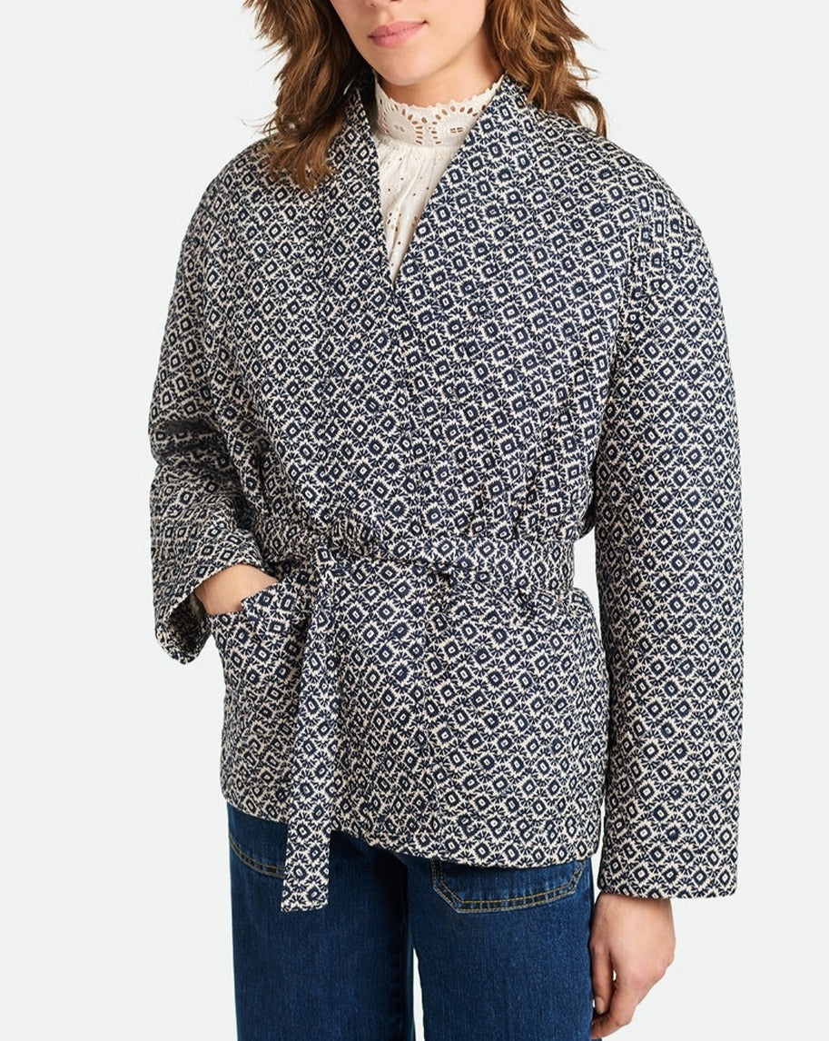 Veste Ceinturee - Ecru/Marine