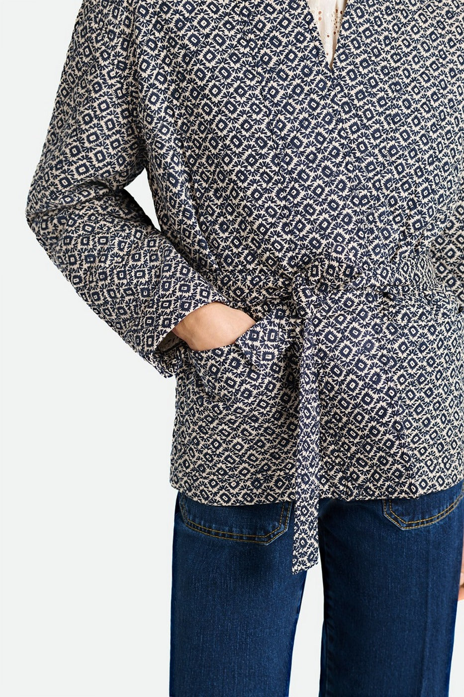 Veste Ceinturee - Ecru/Marine