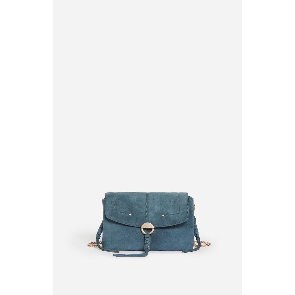 Pequeño Bolso Othilia En Cuero Aterciopelado - Azul Gris