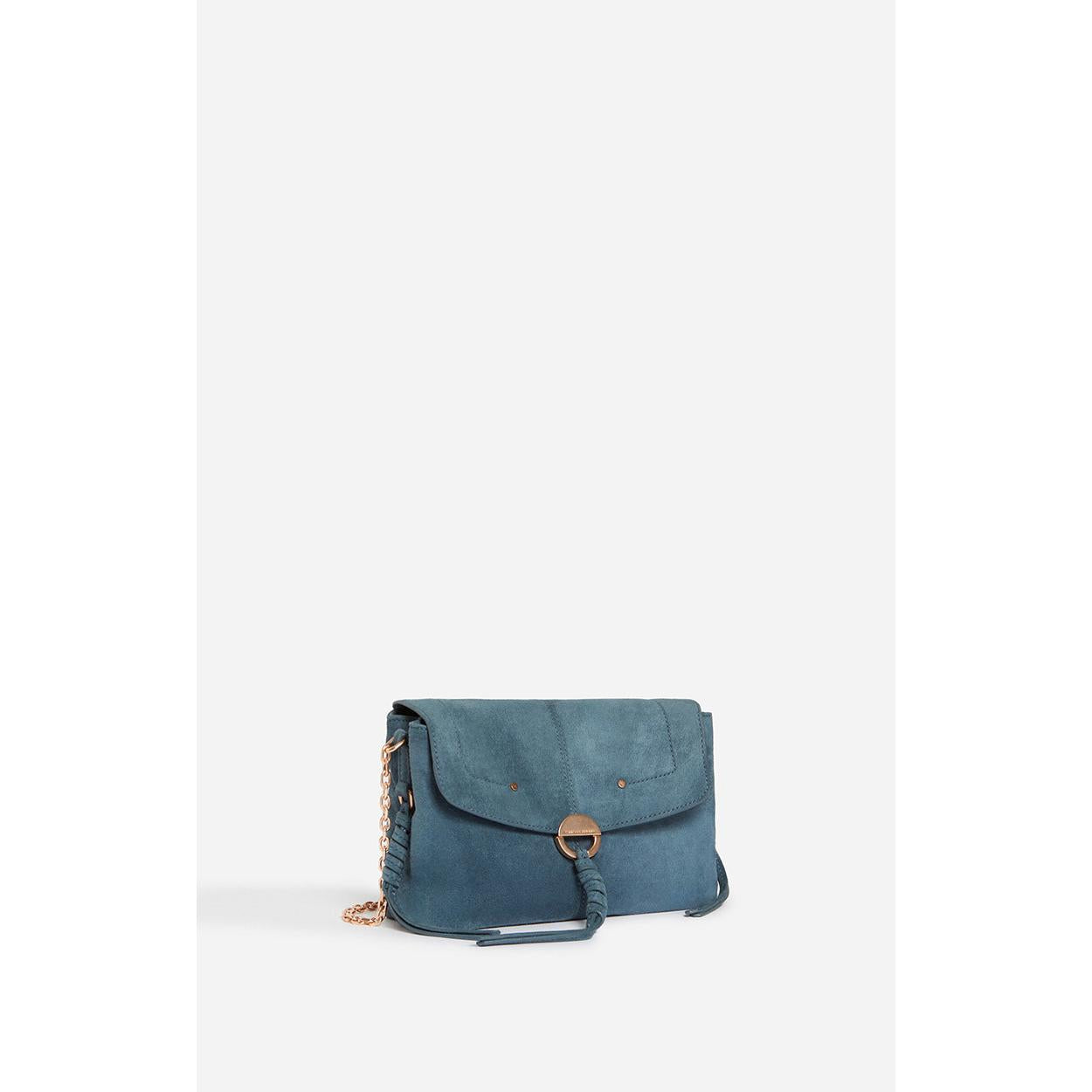 Pequeño Bolso Othilia En Cuero Aterciopelado - Azul Gris
